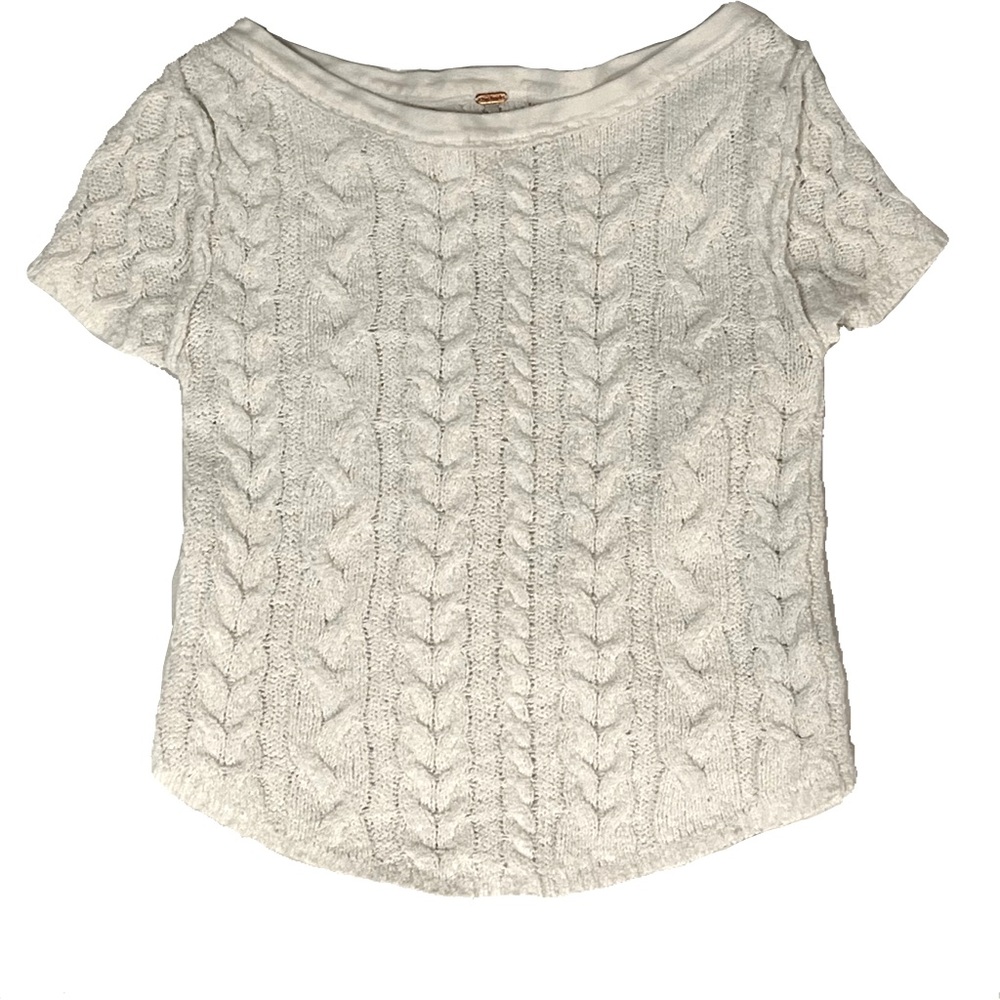 Free people Women's White Cable Knit Sweater